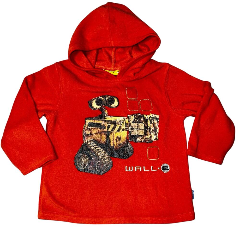 Vintage Disney Pixar WALL-E orange fleece graphic embroidered hoodie size 4T